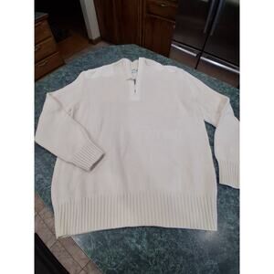 Driza-Bone Sassafras Sweater Men's XXL Cream Pullover 1/4 Zip Shoulder Patches